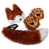 HofeUodo Maschere Halloween Costume Da Festa Therian Mask And Tail Maschera E Coda Da Gatto Lupo Peluche Cute Per Ragazze Donna Set Cosplay