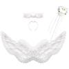 Winwild Set di 3 Ali d'Angelo Bianche con Aureola e Bacchetta Magica, Ali d'Angelo 60CM Angelo Diavolo Fata Costume Bambini Accessori per Halloween Carnevale Cosplay Partito Costume in Maschera