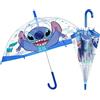 PERLETTI Ombrello Stitch Bambini 45 cm Cupola Trasparente Sistema Antivento in Fibra di Vetro