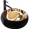Rea Lavabo da Appoggio Luna Oro/Nero Lavandino bagno 400 x 400 x 155 mm Ceramica (nero opaco)