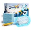 FixedNow 30 Panni Catturapolvere XXL compatibili con Swiffer Duster | Kit Starter Piumini con Manico & Impugnatura - Ricariche, Panni di Ricambio Cattura Polvere per Casa & Auto