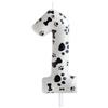 Cxryrzhe Candela per il primo compleanno numero 1 decorazione per torta bianca con stampa di zampe di cane a tema decorazioni per torte per bambini ragazzo ragazza forniture per decorazioni per feste
