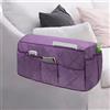 Lyirfan Organizer per bracciolo del divano, antiscivolo, con 14 tasche, per cellulare, TV, telecomando, riviste, occhiali, iPad (Viola)