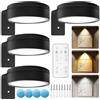 Aicharynic Confezione da 4 luci per quadri, luce per quadri con batteria e telecomando, lampada per quadri, luce da pittura ricaricabile con 3 temperature di colore, LED dimmerabile per esposizione
