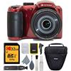 Kodak PIXPRO AZ255 Astro Zoom 16MP Fotocamera Digitale (Rosso) Bundle | Scheda di memoria SDHC UHS-I, 32 GB, accessorio per DSLR, custodia (3 pezzi)
