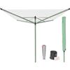 Brabantia Lift-o-matic, stendibiancheria a ombrello con picchetto e accessori, 50 m, leaf green
