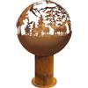 Le Coq Braciere ATLANTIS in acciaio Corten con design Foresta Ruggine Ø cm 50