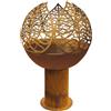 Le Coq Braciere ATLANTIS in acciaio Corten con decorazione a foglie arrugginite Ø cm 50