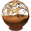 Le Coq Braciere ATLANTIS in acciaio Corten con decorazione a uccelli arrugginiti Ø cm 60