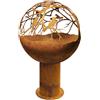 Le Coq Braciere ATLANTIS in acciaio Corten con decorazione a uccelli arrugginiti Ø cm 50