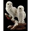 Gufi Figura - Schneeeulen Coppia Su Ast - Uhu Gufo Civetta Uccello Dekostatue