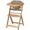 Bebeconfort Timba Seggiolone + Cuscino, 110 kg, Legno Naturale + Beige | Che Si Trasforma in Sedia Bambino, 6 Mesi - 6 Anni, Con Imbottitura e Vassoio