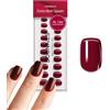 DOONAILS® Unghie press-on, Love Paris, quadrate, extra corte | Set di adesivi in gel morbido di qualità da salone, senza HEMA e vegani, 15 misure, 6-14 mm, colore rosso scuro