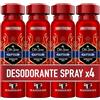 Old Spice Captain - Deodorante per il corpo spray per uomo, 48 ore fresco, 0% sali di alluminio, antimacchia bianche e gialle, 4 x 150 ml (la confezione può variare)