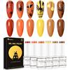 Nicedeco Kit Smalto Semipermanente Unghie Autunno Smalti Gel per Unghie Marrone Lampada UV LED Soak Off Nail Polish Halloween Set 24, 6x8ML