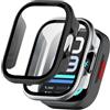 NEWZEROL 2 Pezzi Cover Compatibili per Xiaomi Redmi Watch 6 Lite | [AntiGraffio] Vetro Temperato Integrato Custodia per PC, HD Antigraffio Protezione Totale Custodia - Nero/Argento