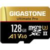 GIGASTONE, scheda Micro SD da 128 GB, Ultimate Pro, MicroSDXC Memory Card per fotocamera, R/W fino a 280/100 MB/s, UHS-II U3 A1 V60 C10, con adattatore