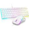 RedThunder Tastiera e mouse da gioco 60% RGB, layout UK ultra compatto retroilluminato, mouse ottico cellulare leggero 7200 DPI, set portatile da gioco cablato per giochi per PC PS5 (contorno bianco)