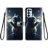 KARTXITAI Cover Compatibile con OPPO Find X3 Lite 5G PU Pelle TPU Silicone Portafoglio Magnetica con Disegni Motivo Animale Flip Custodia in Libro Slot Schede Custodia-Gatto della luna,cielo,stelle