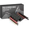 LINKUP - AVA5 Cavo Riser PCIE 5.0 | Angolo a Sinistra, Nero 40cm | (Lunghezza totale 44cm) Pronto per RTX5090 RX9070 GPU, Velocità x16 128GB/s, Compatibile con PCIE 4.0 e WRX80/WRX90E