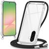 Micnkifo Cover con Cordino per Samsung Galaxy A57, Trasparente Silicone Sottile Morbido Custodia con Regolabile Collana Laccio Tracolla, Antigraffio Antiurto Proteggere Case con Corda, Nero