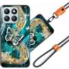 JEZSTHAI Custodia Compatibile con HONOR X8b Cover in Silicone TPU Morbido con Cordino/Laccio Tracolla Cellulare,Antiurto AntiGraffio Protettiva Bumper Case con Disegno Motivi,A04