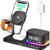 BLKE S Caricabatterie wireless 7 in 1, altoparlante Bluetooth con sveglia, ricarica rapida per cellulari da 25W, luce d'atmosfera, compatibile con iPhone 18 17 16 Pro Max, Earbuds, Samsung e Apple Watch