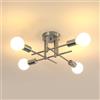Goeco Lampadario da Soffitto Industriale Attacco E27 4 Luci, Nichel | Plafoniera da Soffitto in Ferro per Camera da letto, Soggiorno, Cucina, Corridoio, 43 x 43 x 16 cm