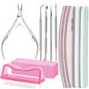 CBMZHF Set di 12 lime per unghie, blocchi buffer per unghie con rimozione cuticole, spingi cuticole, lima per unghie e buffer set per strumenti per manicure e pedicure, 100/180 lime per unghie naturali (rosa