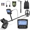 Outsunny Metal Detector con Batteria per Adulti e Bambini, 5 Modalità | Rilevatore di Metalli Professionale, Memoria e Pinpoint, Display LCD Retroilluminato, Chip DSP, Impermeabile IP68