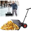 MAYTIIMO - Pala da neve con 2 ruote, regolabile in altezza in 5 posizioni, protegge la schiena, 75 cm di larghezza, 42 cm di altezza, nero