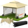 Huracan Gazebo pop-up 3,6 x 3,6 cm, Tenda Esterno Resistente, impermeabile stabile pieghevole da giardino con 4 zanzariera, pannelli laterali e sacchi di sabbia, altezza regolabile, protezione UV