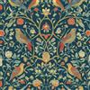 Douthfolle Carta da parati autoadesiva, motivo vintage blu-verde con uccelli, fiori e foglie simmetriche, pellicola adesiva spessa rimovibile 44x500CM