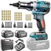 Yofuly Pistola per rivetti senza fili compatibile con batteria Makita 18V, strumento elettrico per dadi rivetti con 2 batterie da 4,0 Ah, strumento Rivnut Protable con modalità automatica, con testa