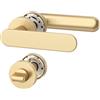 Amerdeco Maniglia per porta interna ottone spazzolato con rosetta rotonda, set maniglia WC con chiusura WC, design classico per bagno e toilette UK0101