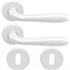 DACAN PROTECTION Maniglie Porte Interne a Leva in Alluminio con Rosetta 45 mm - Coppia con Set Completo di Accessori per Porte in Legno, Bagno, Camera, Ufficio (Bianco)