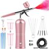 Kalolary Kit Aerografo con Compressore, Portatile Wireless Compressore Aerografo Ricaricabile Senza Fili Ad Alta Pressione - Per Barbieri Nail Art Decorazione Torte Trucco Pittura Modello (Rosa)