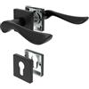 DIYGEEK Maniglie per porte interne nere con cilindro profilato PZ CUBE | Set di maniglie per porta in acciaio inox con rosetta, diametro 54 mm, maniglia per porte di camera