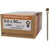 Forgefix Bargainscrews - Confezione da 100 viti multiuso, ideali per essere impiegate su pannelli truciolari, MDF, PVC e legno 5.0 x 90mm