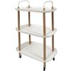 HOME DECO FACTORY Carrello Kaleo con Ruote a Scomparti Bianco | Carrello Kaleo, ruote, ripiani e scomparti, linee essenziali, cucina o salotto, mobile, bianco e marrone