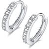 IMINI Orecchini a cerchio piccoli in argento Sterling 925 con zirconia cubica, per donne e ragazze, con diamante nero e zirconia cubica, 8 mm