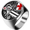 JewelryWe - Anello da Uomo Crociato con Scudo Templare Medaglia Cattolica Amuleto Anello in Acciaio Inossidabile Idee Regalo
