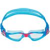 Aquasphere Aqua Sphere Kayenne Jr - Occhialini da nuoto per bambini, design oversize con lenti antigraffio, comodi, anallergici, senza perdite, unisex, lenti trasparenti, montatura acqua/rosa, taglia unica,