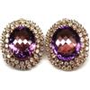 PNG Orecchini Con Zircone E Ametista Naturale In Argento Sterling 925 17 x 22 mm