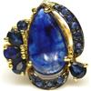 PNG Anello In Argento Sterling Con Zaffiro Blu Naturale Mis. 6.75, Placcato 18K