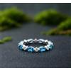 FemousGems Anello di Fidanzamento FemousGems in Oro Giallo 14k con Topazio Blu Marquise