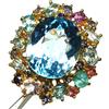PNG Anello In Argento Sterling 925 con Topazio Swiss Blue & Zirconi, Mis. 6.5