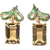 PNG Orecchini Con Quarzo Limone Giallo E Tsavorite in Argento Sterling 925, 12x17mm