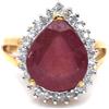 PNG Anello in Argento Sterling 925 Pietra Rubino Rosso & Zircone 11x13 mm Mis. 6.25