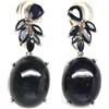 PNG Orecchini In Zaffiro Blu E Zircone Bianco In Argento Sterling 925 17 X 22 Mm